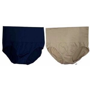Yummie Panty Seamless Shapewear Waist Shaping Brief 1X 2X Nude Navy Blue NWOT